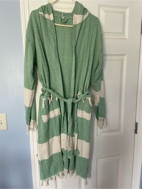 Green Patterned Turkish towel robe